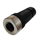 QE12-N5F разъём прямой M12, 5-pin, мама (гнездо), медно-никелевый сплав + PVC; 250VAC/DC, IP67, -40˚С…85˚С, под кабель 4...6мм, винтовые зажимы