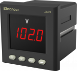 SU74 380В 220ВУ Вольтметр 1-фазный, тип индикатора - LED,  Без упр. Выходов - только индикатор, питание АС/DC 80-270В, размеры лицевой панели 74х74 мм, вырез в щите 67x67 мм, IP64, Tемпература работы -40..+70C