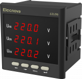 S3U96-CJ 380В К 1RS485 2DO Вольтметр 3-х фазный, тип индикатора - LED, питание АС/DC 80-270В, размеры лицевой панели 96х96 мм, вырез в щите 91x91 мм, Выходы: RS485 (протокол Modbus-RTU), 2 реленых выхода: 5A, 250VAC, IP64, Tемпература работы -40..+70C